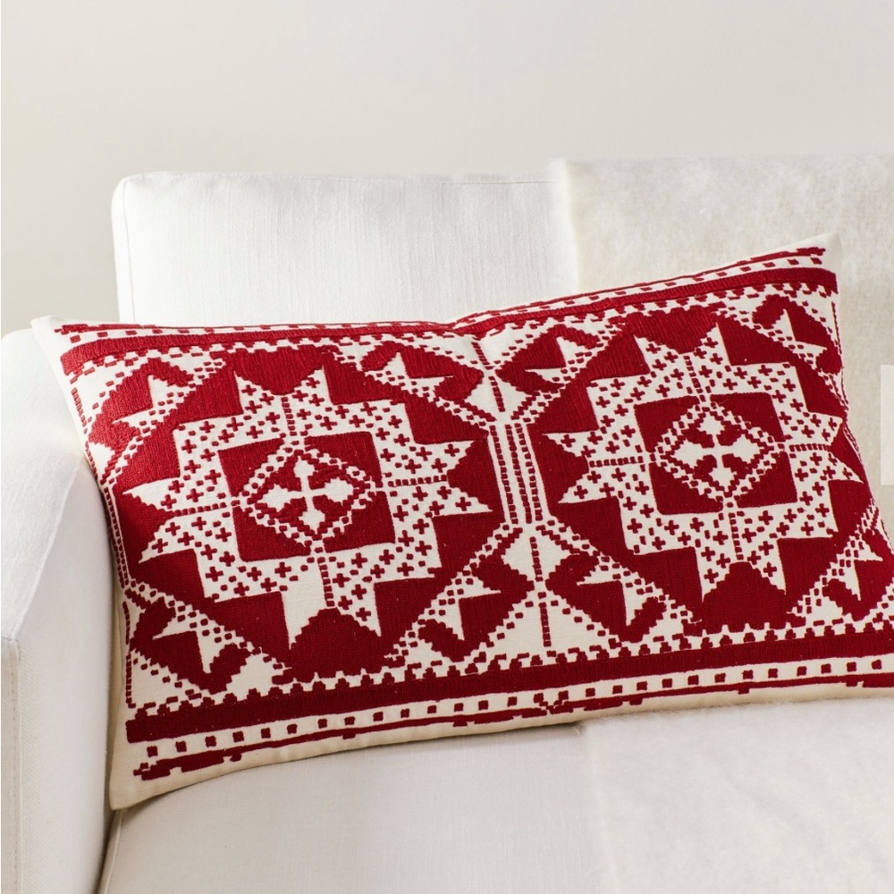 Christmas Nordic star embroidered pillow cover. Brand new.
